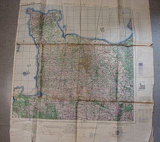 1943 World War 2 Map Of Cherbourg & Caen,  France