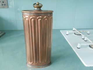 Antique French Ribbed Copper Hot Water Bottle / Carriage Foot Warmer Bed Warmer