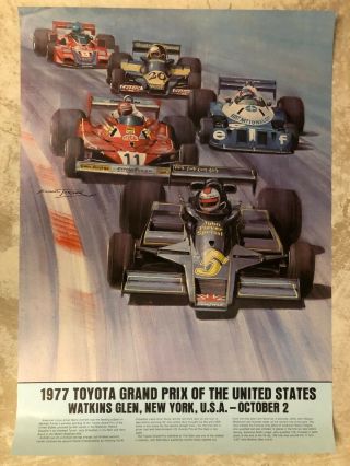 1977 U.  S.  Grand Prix Watkins Glen Formula 1 Event Poster Rare Awesome L@@k