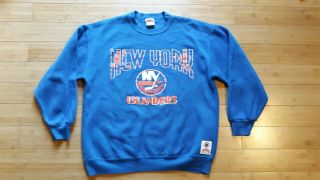 Vintage York Islanders Sweatshirt Nutmeg Mills Size Xl L 90s Rare Nhl Hockey