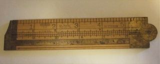 Antique Ruler Stanley Folding Ruler Boxwood And Brass Ruler 12 " Plus No 36 1/2