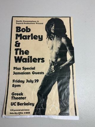 Bob Marley Poster Wailers 1978 Greek Theater Rare Poster.  Not Sure If
