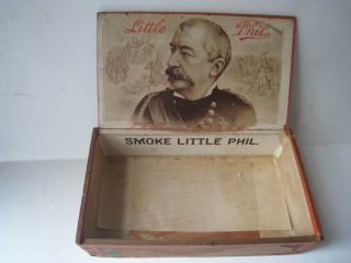 Vtg Civil War Officer - General Sheridan - Litho War Scenes - Wood Cigar Box Antique