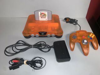 Nintendo 64 Daiei Hawks Clear Orange & Black Rare Console N64 Japan With Smash