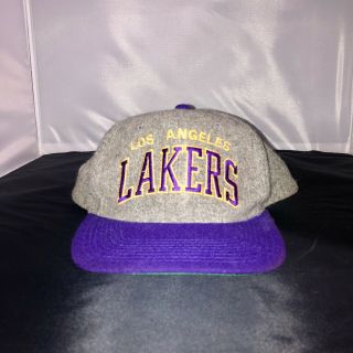 Vintage 90s Los Angeles Lakers Starter 100 Wool Snapback Hat Rare Embroidered