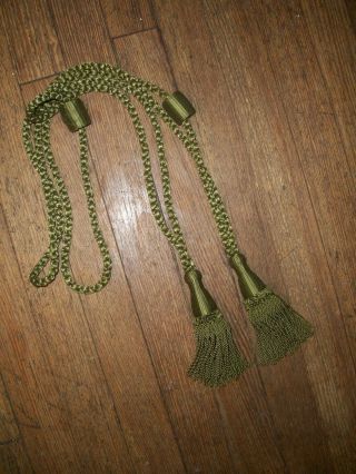 Vintage Corded With Tassels Olive Green Drapery Tie Backs