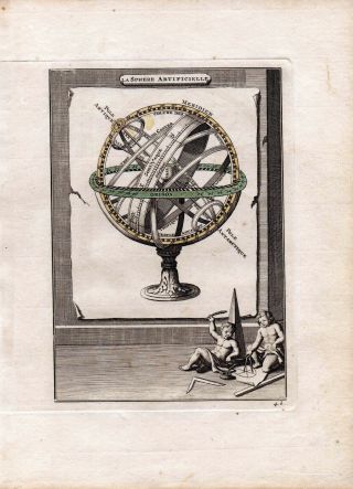 Armillary Sphere 1735 Van Der Aa Covens & Mortier Colored Engraving