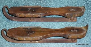 Antique Douglas Rogers & Co Norwich Ct Wooden Wood Ice Skates Very Rare Find