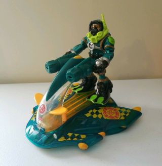 2002 Mattel Rescue Heroes Scooba Diver Figure With Water Craft Jetski Rare 78438