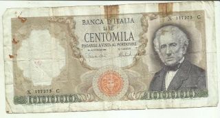 Italia Italy 100000 100 000 Lire 1970 P 100.  Very Rare.  7rw 18jun