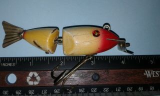 Vintage Creek Chub Baby Wiggle Fish Lure 3” Body Marked Lip Red/white Glass Eyes