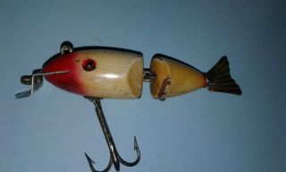 Vintage Creek Chub Baby Wiggle Fish Lure 3” Body Marked Lip Red/White Glass Eyes 2
