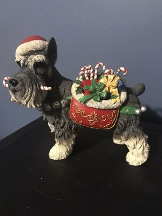 Danbury Christmas Miniature Schnauzer Dog Large Sculpture Figurine Rare