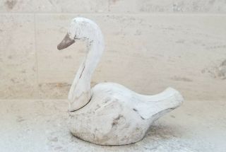 Primitive Folk Art Hand Carved Wooden Swan Goose Decoy Figurine