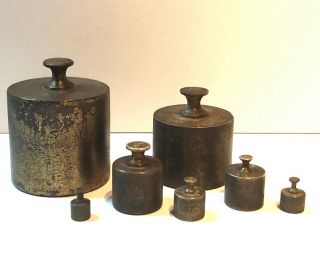 7 Antique Vintage Scale Weights Scientific/medical/apothecary Grams