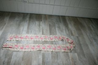 2,  Yd Antique Victorian French Watered Silk Ribbon Trim Sash 5 1/2 " Pink Roses
