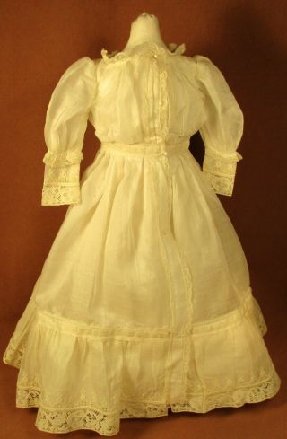 Vintage Doll Dress For 17 " - 18 " Bisque Doll - White Cotton W/laces & Ruffles