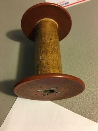 Antique Vintage Wooden Cylinder Shaped Textile Bobbin Thread Spool Industrial