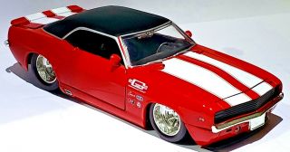 Jada Bigtime Muscle 1969 Chevy Camaro Z28 Red W White Stripes 1/24 Scale Rare