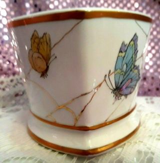 RARE T&V Limoges T&V Porcelain Butterfly Spider Web Gold Art Nouveau Planter 3
