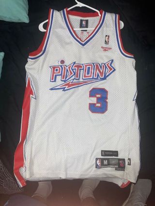 Rare Vintage Reebok Hwc Throwback Nba Detroit Pistons Ben Wallace Jersey Size M