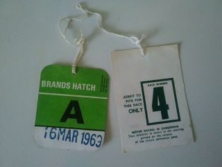 Brands Hatch 16 March 1969 Race Of Champions 2 X Rare Pit Passes Badges Tickets