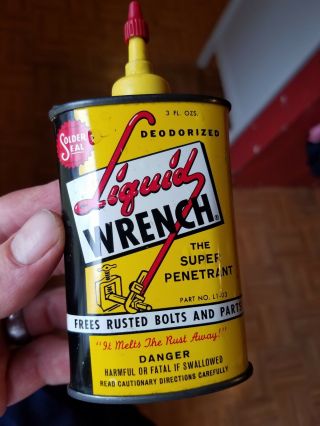 Vintage Liquid Wrench Tin Oil Can Antique Rare