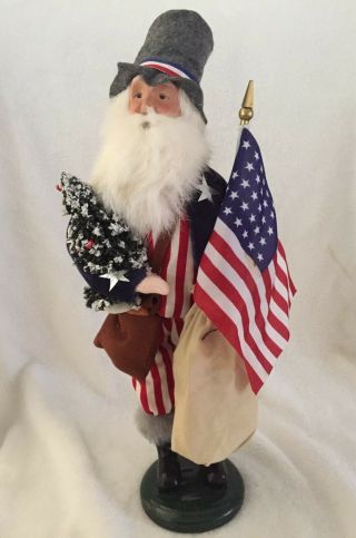 Rare Byers Choice Uncle Sam Santa Caroler With Flag,  Tree And Sack - 2009