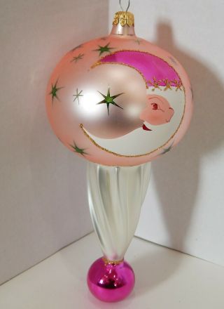 Rare Christopher Radko Moon Jump Christmas Ornament Large Pink W Cow