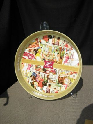 Miller High Life Round Large Rare Metal Beer Tray Bbq Good Times