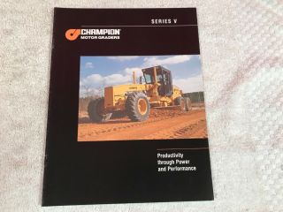 Rare Champion V Series Motor Graders Tractors Sales Brochure 10 Page