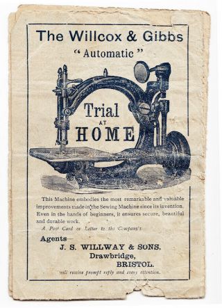 Willcox & Gibbs Automatic Sewing Machine Antique Sales Brochure