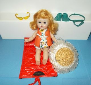 Vintage 8 " Vogue Ginny Walker Doll In Beach & Underwater Exploring Outfit 1950s