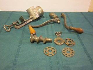 Vintage Griswold Mfg Co Meat Grinder Extra Handle 11 Various Attachments