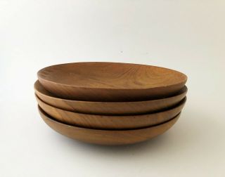 Set Of 4 Vintage Mid Century Danish Modern 1960s 1970s Teak Wood Bowls Dishes
