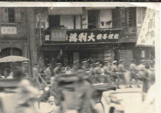 Antique Photo China 1920/30s Shanghai Chinese Soldiers Marching On Bund