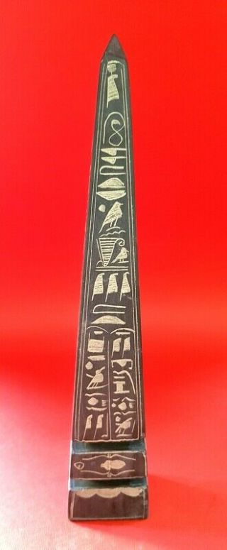 Rare Pharaonic Obelisk Handmade Antiquity Statue Natural Basalt Stone Hieroglyph