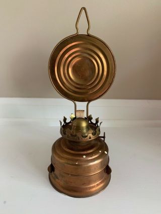Antique Copper Oil Lamp Base With Copper Back
