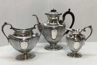 Elegant Silver Plate Art Deco Style Tea Set Rare Find