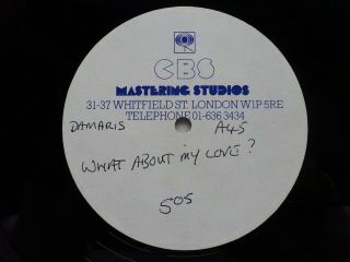 Damaris What About My Love - Rare Test Pressing 12 " (1983) Cbs Mastering Studios