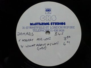 DAMARIS What About My Love - RARE Test Pressing 12 