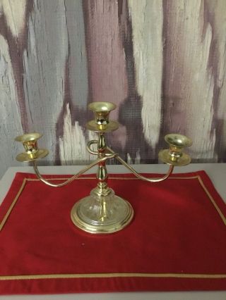 Vintage Silverplated Candleabra 3 - Light Candleholder 10 " Tall 11 " Wide