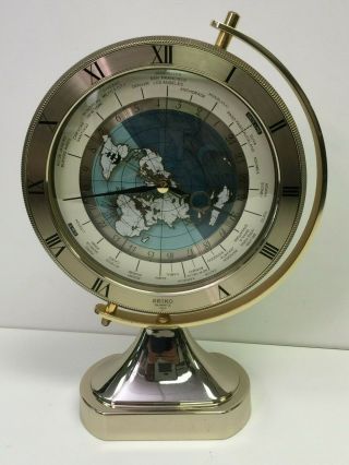 Rare Seiko Quartz World Clock,  Made In Japan,  11 1/2 " H X 8 1/2 " Widest X 3 1/2 "