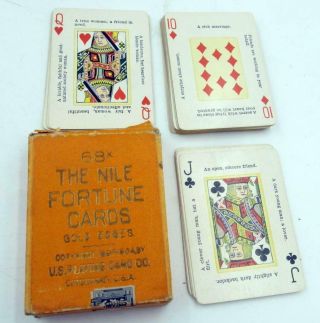 Antique Deck Nile Fortune Telling Cards C 1897 - 1904 Instructions Guarantee Case
