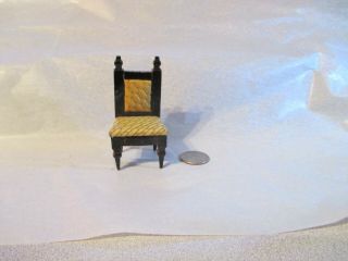 Antique Doll House Miniature Eastlake - Style Chair W/ Embossed Faux Leather Seat