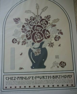 Rare Vintage David Lance Goines Poster - Chez Panisse 4th Birthday1935 2