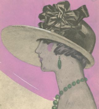 1921 Fine Art Deco Fashion Chapeau De Camille Roger Flapper Hat Pochoir Stunning 2