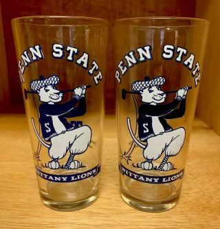 Rare Vintage 1970s Penn State Nittany Lion Glasses Terrace Room Tumbler Psu Golf