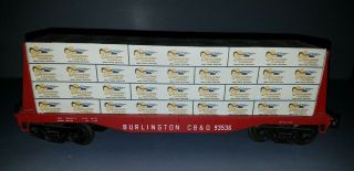 Atlas Industrial Rail 93536 O Scale Burlington Flat Car W/ Lumber Load Rare
