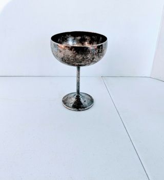 Vintage Silver Plate Wine Cup Glass Made In Spain 5 Inches Tall